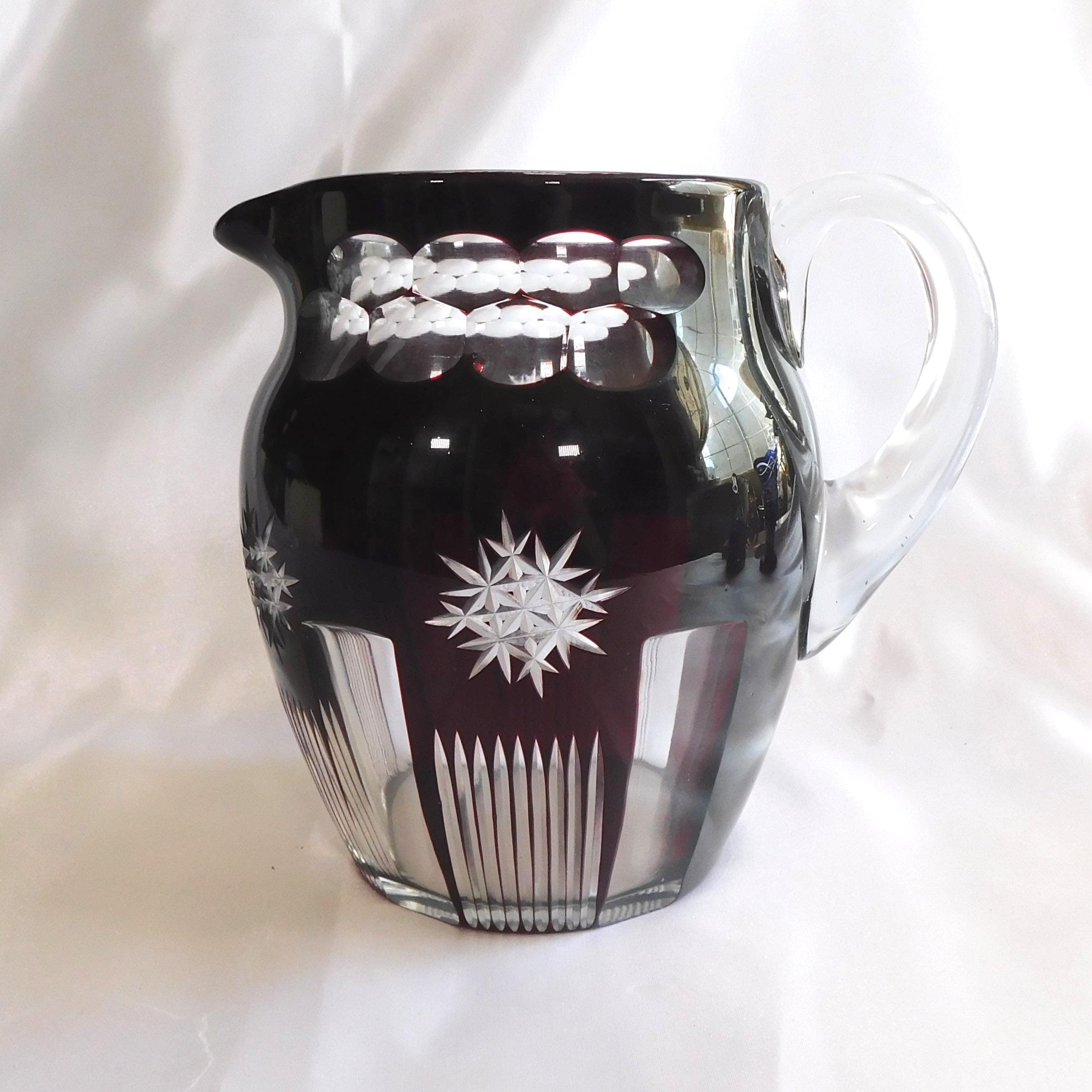 Dark Red Cut to Clear Pitcher # 22190