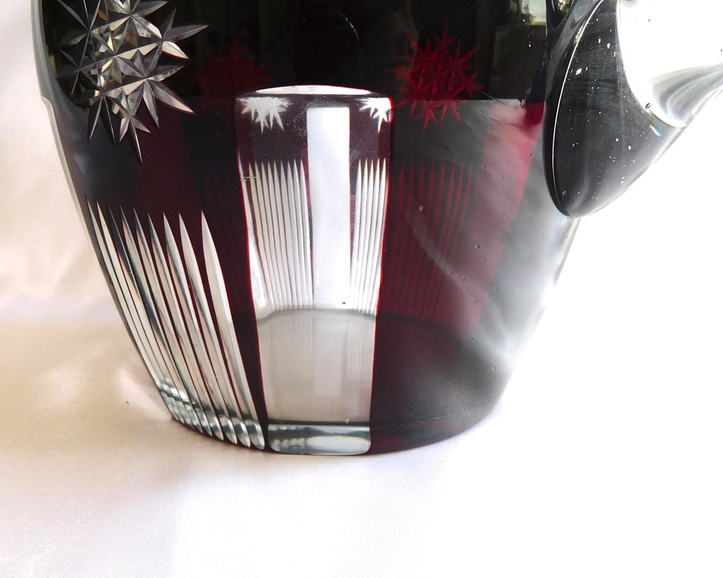 Dark Red Cut to Clear Pitcher # 22190