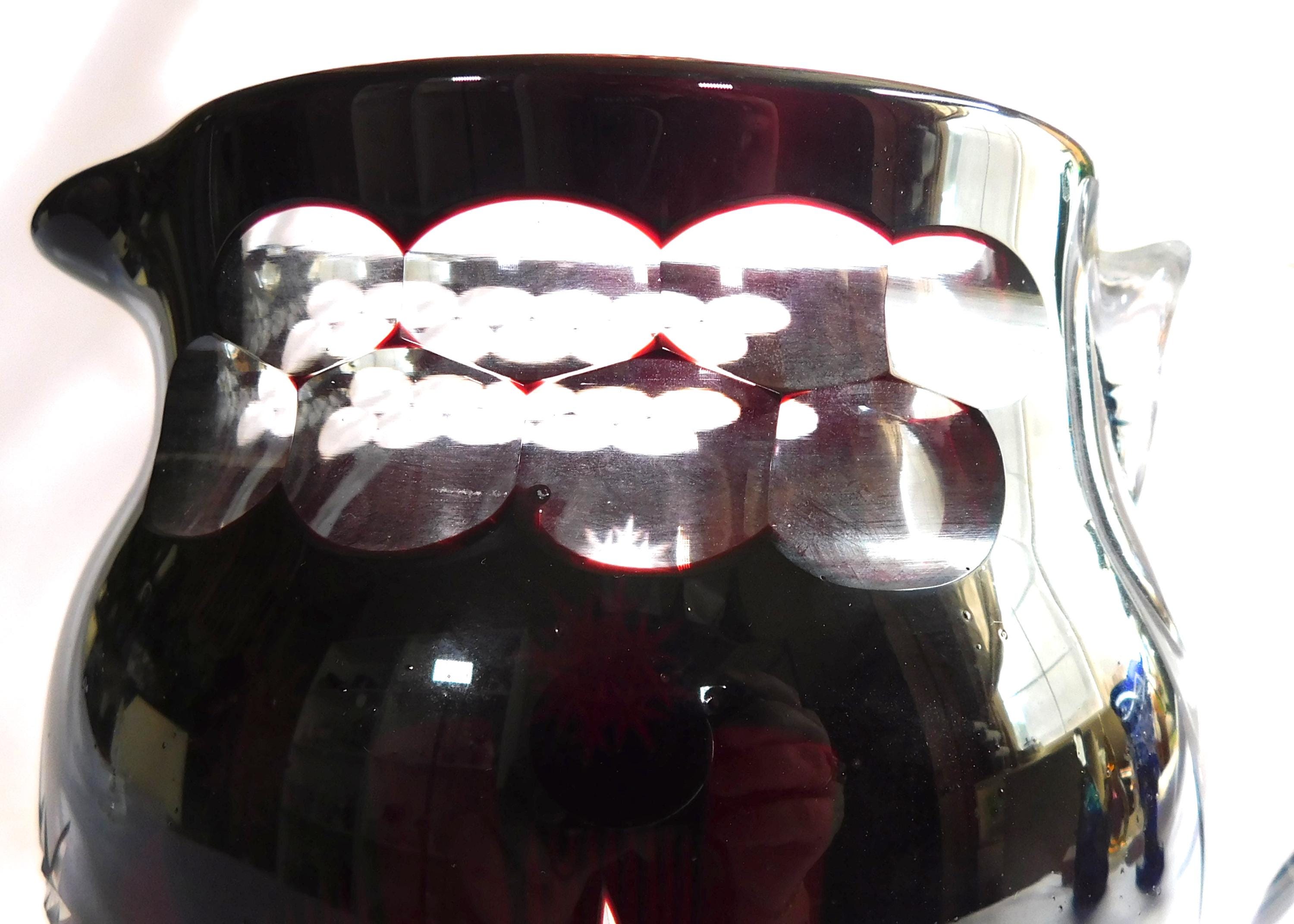 Dark Red Cut to Clear Pitcher # 22190