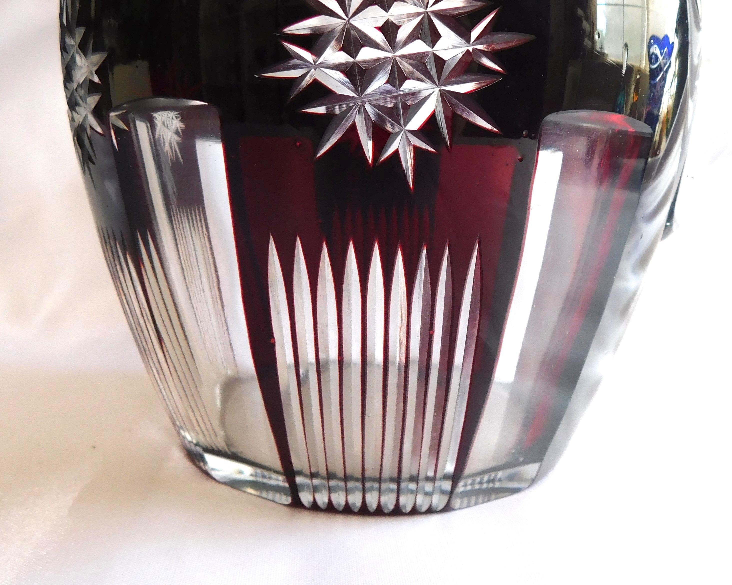 Dark Red Cut to Clear Pitcher # 22190