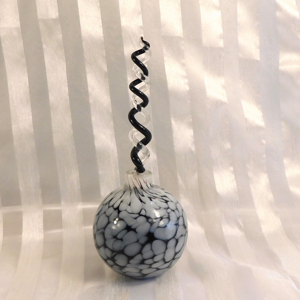 Black and White Swirl Perfume Bottle with Twisted Stopper # 26869