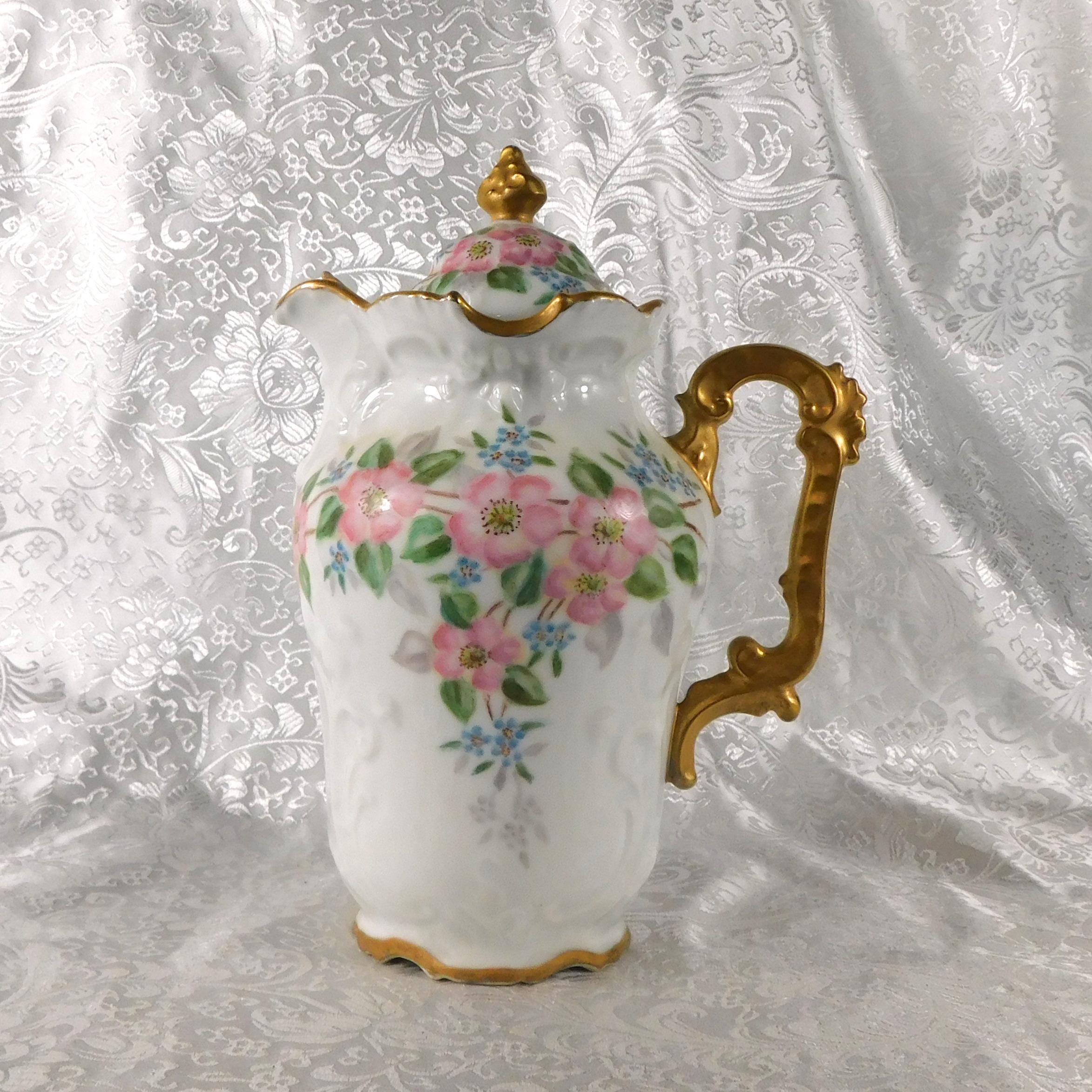 Unmarked Signed Hand Painted Chocolate Pot Teapot # 27269