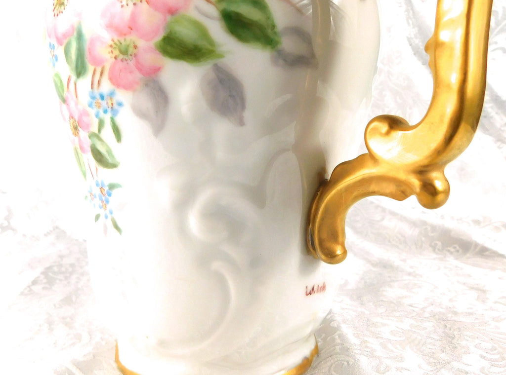 Unmarked Signed Hand Painted Chocolate Pot Teapot # 27269