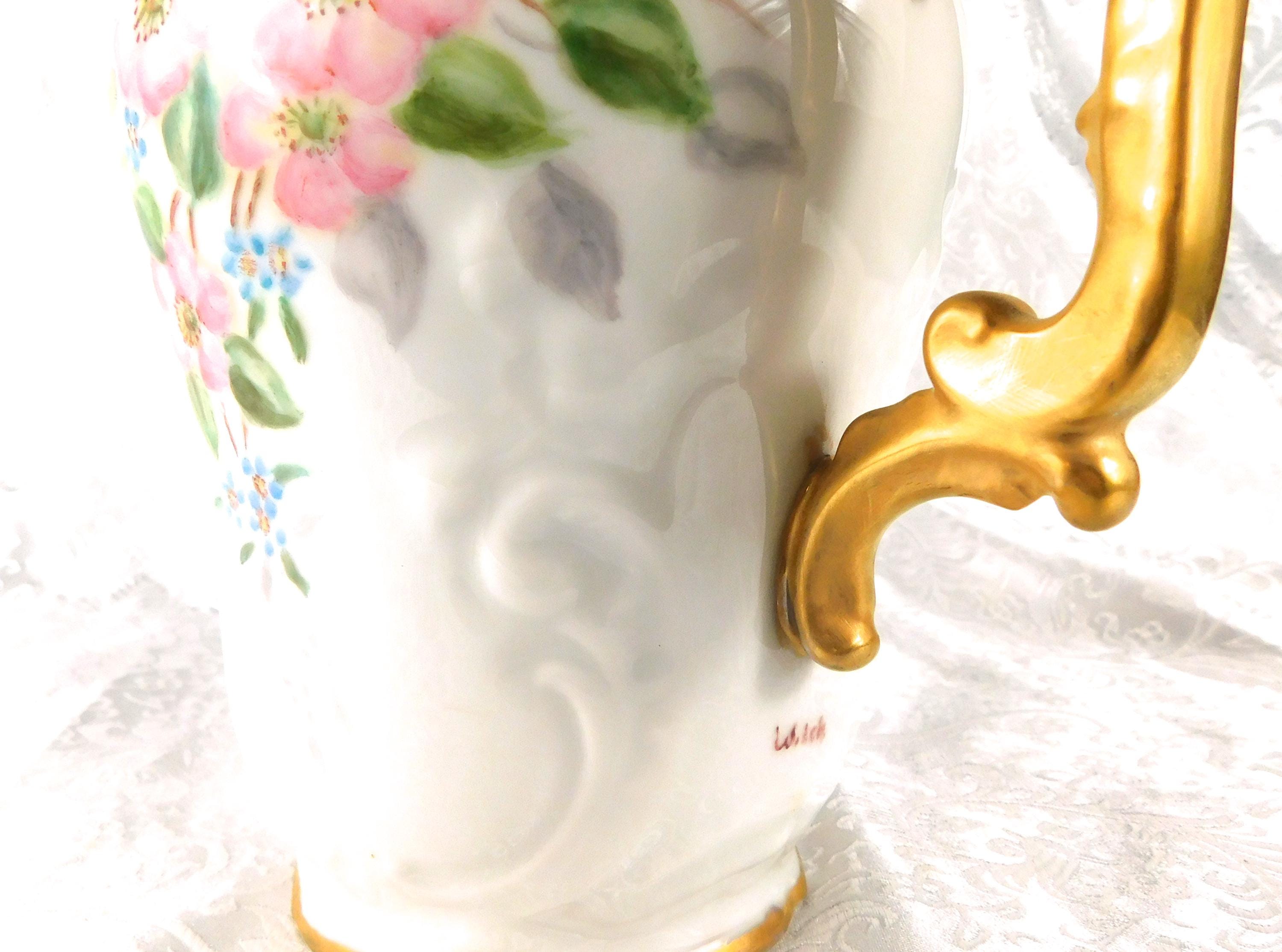 Unmarked Signed Hand Painted Chocolate Pot Teapot # 27269