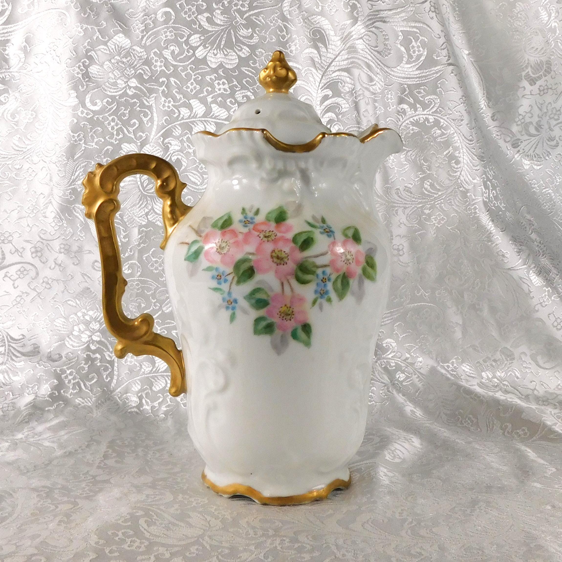 Unmarked Signed Hand Painted Chocolate Pot Teapot # 27269