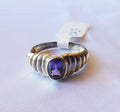 Sterling Silver Size 9 Ring with Purple Center Stone  # 20618