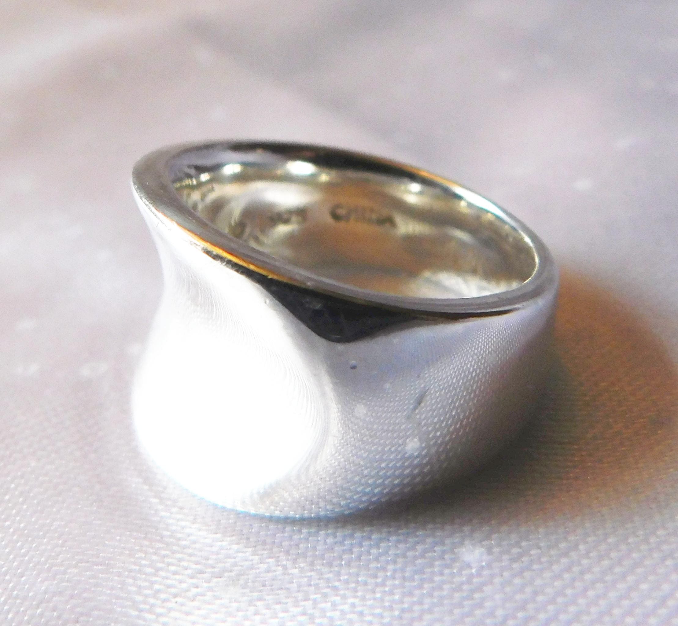 Wide Band Sterling Silver Ring-Size 7.25  # 21026