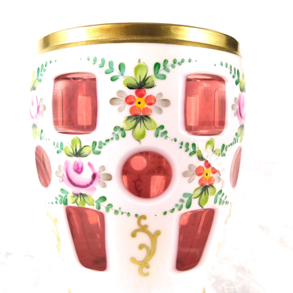 White over Pink Cut to Clear Vase # 27280