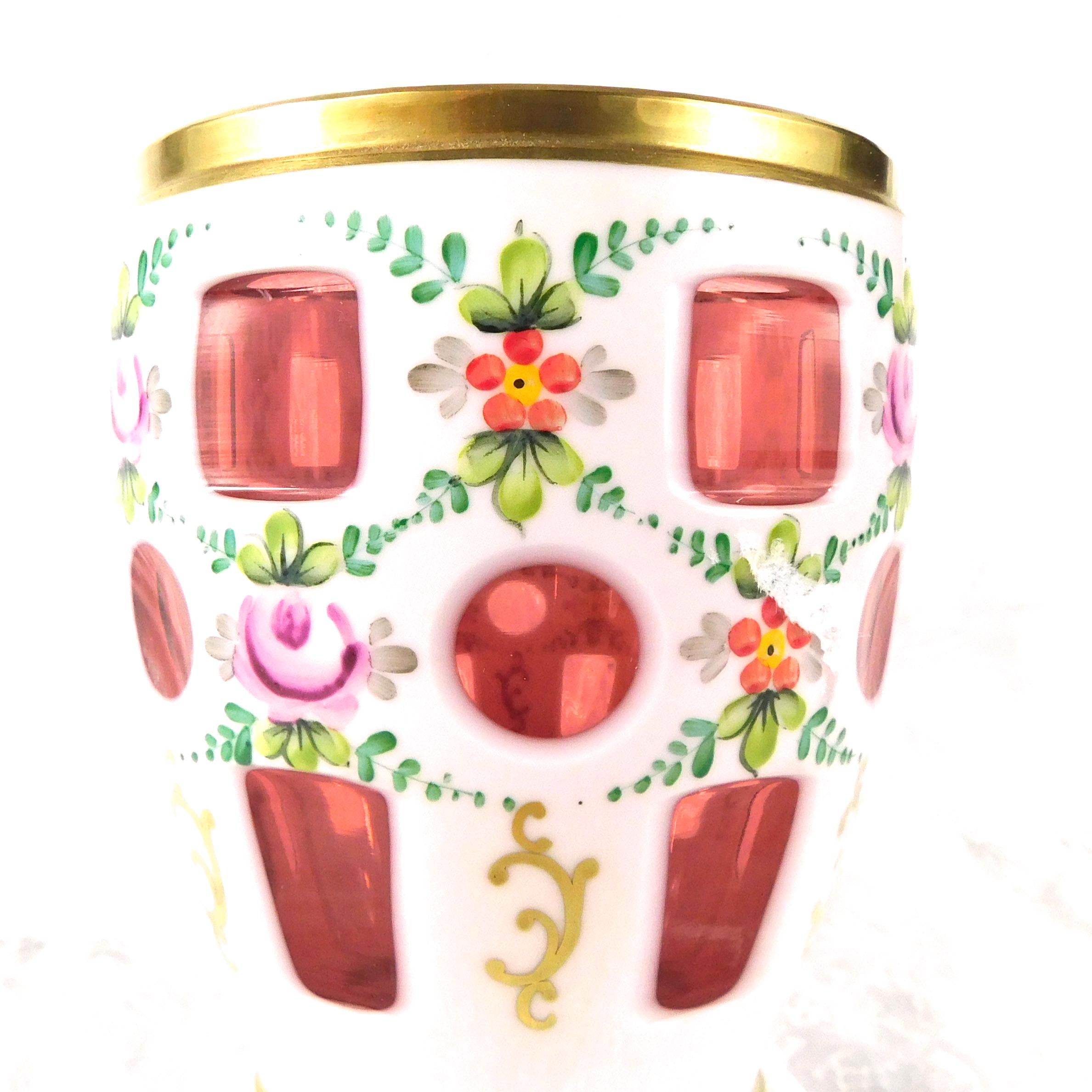White over Pink Cut to Clear Vase # 27280
