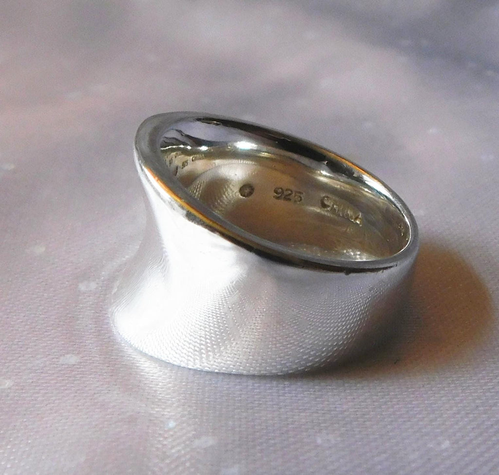 Wide Band Sterling Silver Ring-Size 7.25  # 21026