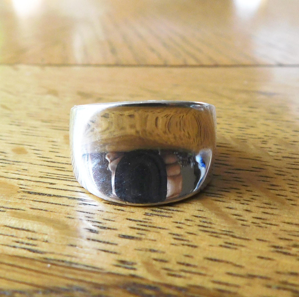 Wide Band Sterling Silver Ring-Size 7.25  # 21026