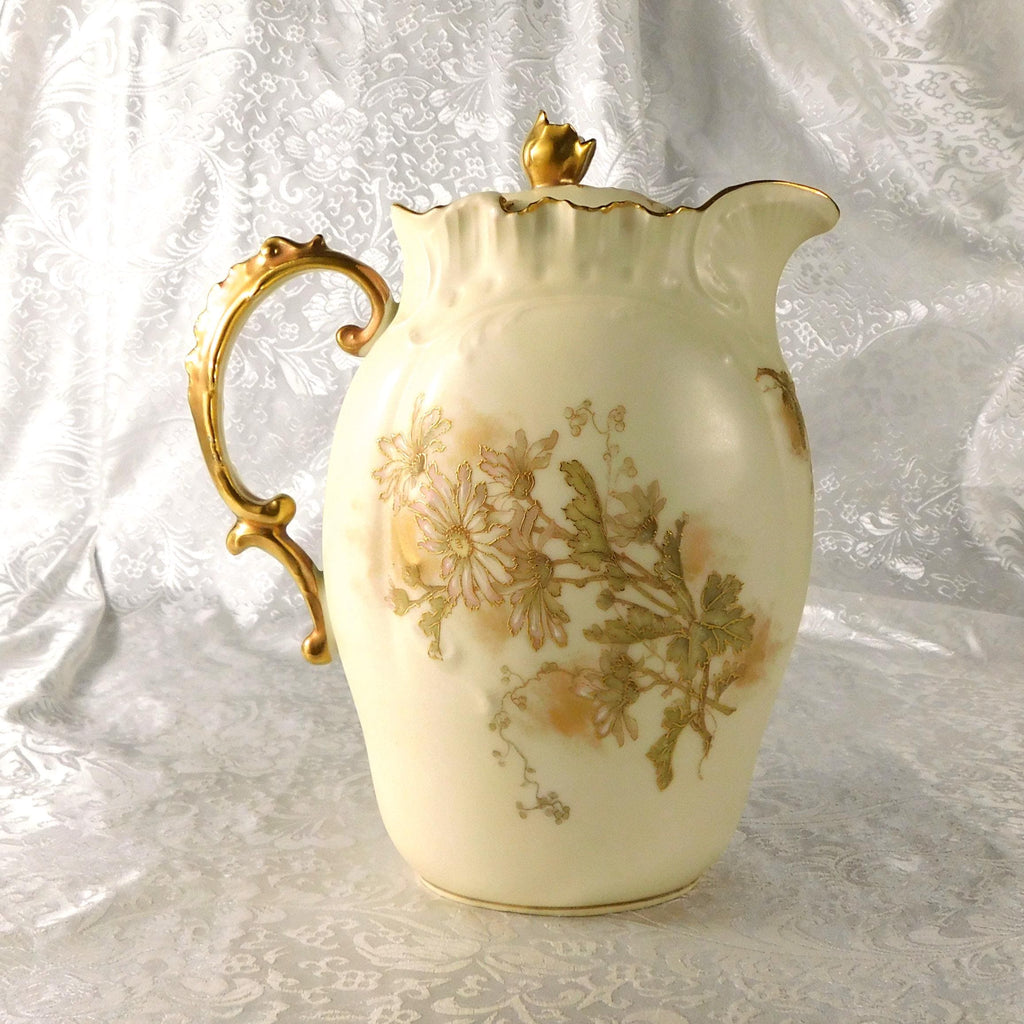 Alfred Lanternier Limoges Hand Painted Cream Bisque Chocolate Pot # 27319