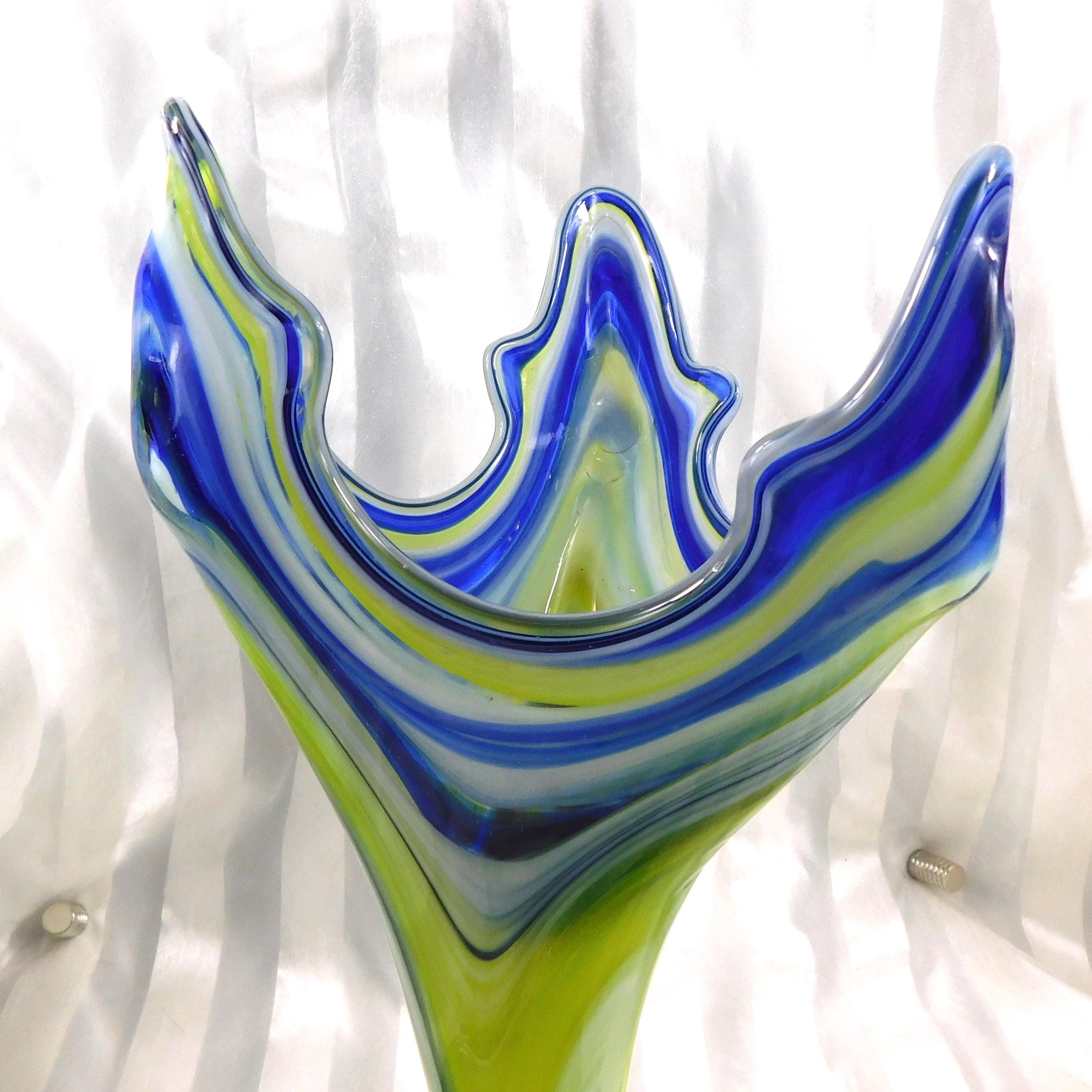 Blue and Yelow Art Glass Vase # 27162