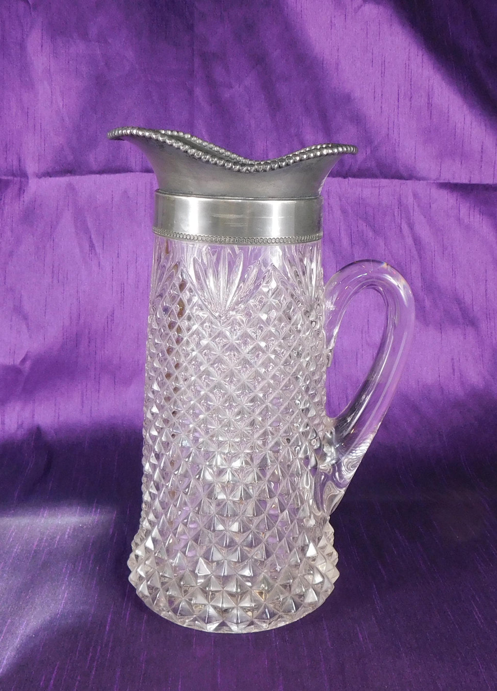 Large Glass Pitcher with Metal Top # 27496