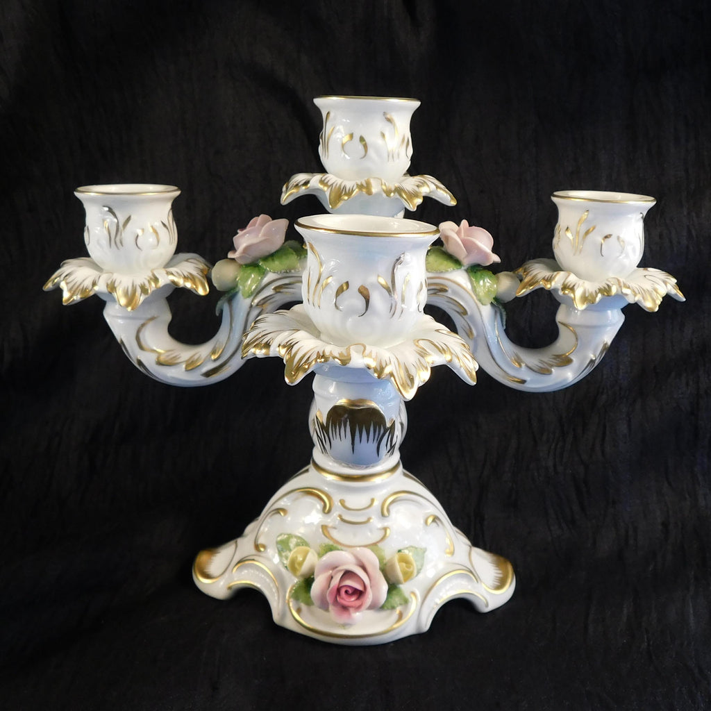Alboth Kaiser Five Candle Candelabra with Dimensional Flowers # 27405
