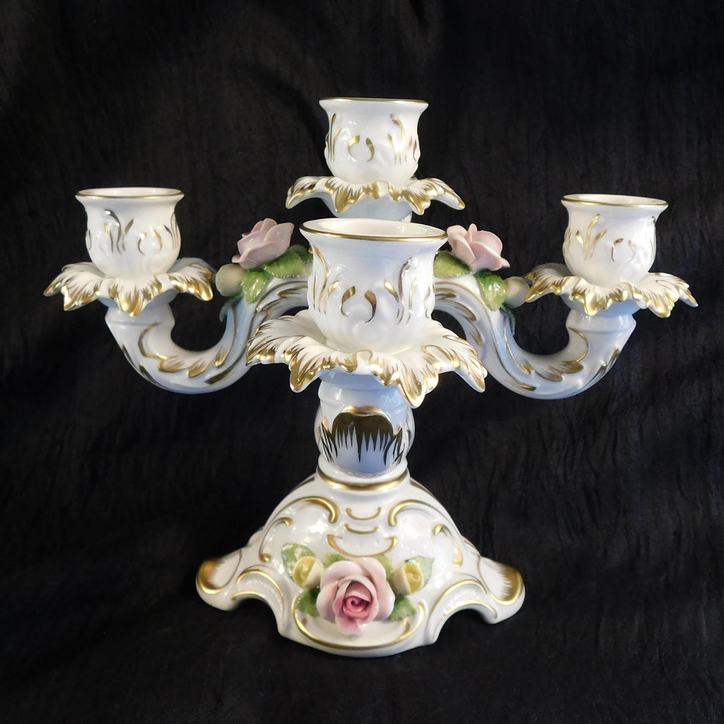 Alboth Kaiser Five Candle Candelabra with Dimensional Flowers # 27405
