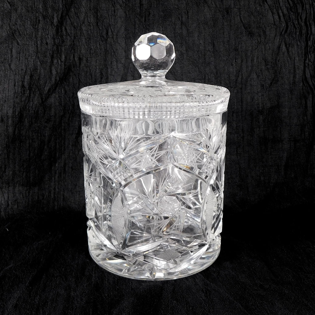 Large Cut Crystal Biscuit Barrel with Matching Lid # 27407