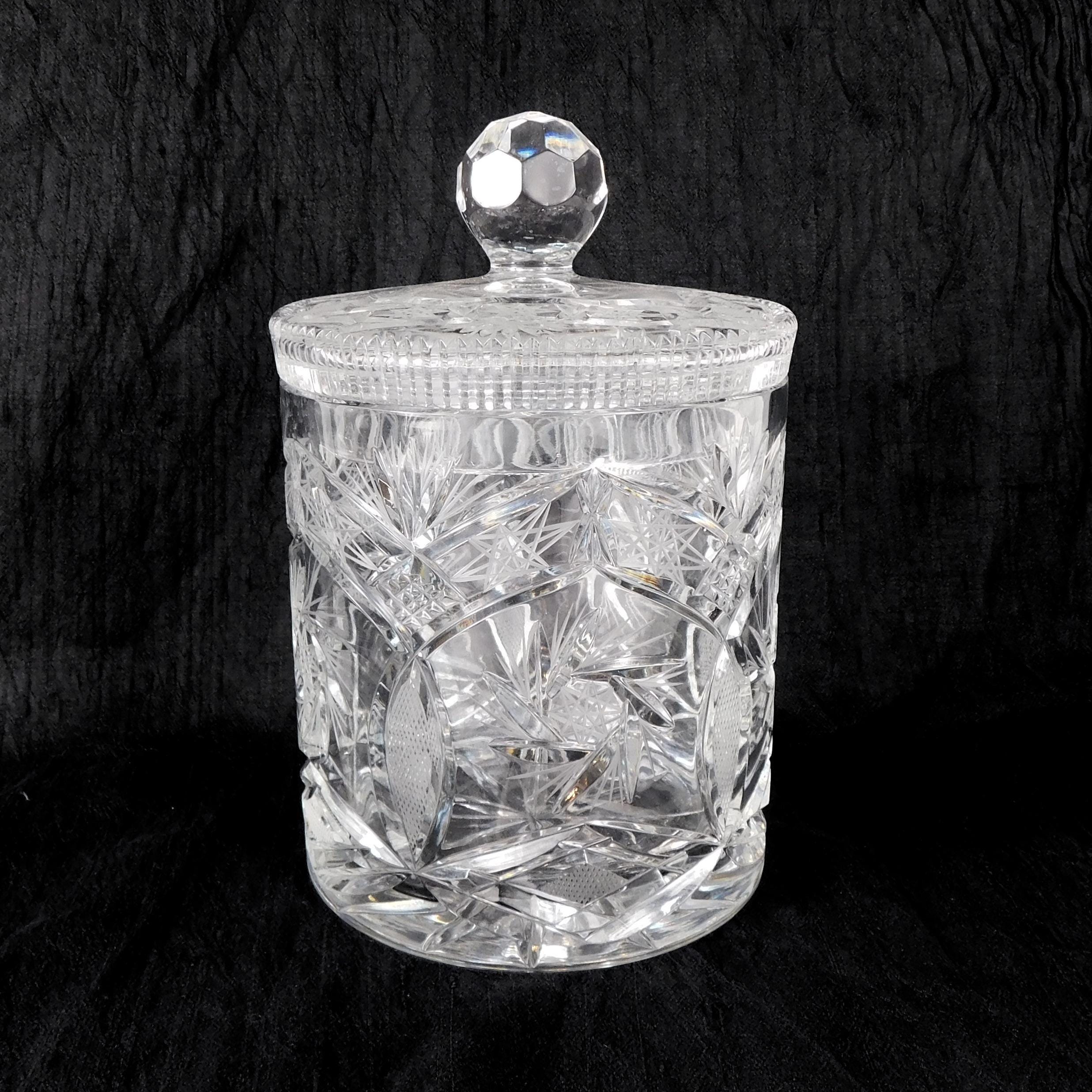 Large Cut Crystal Biscuit Barrel with Matching Lid # 27407