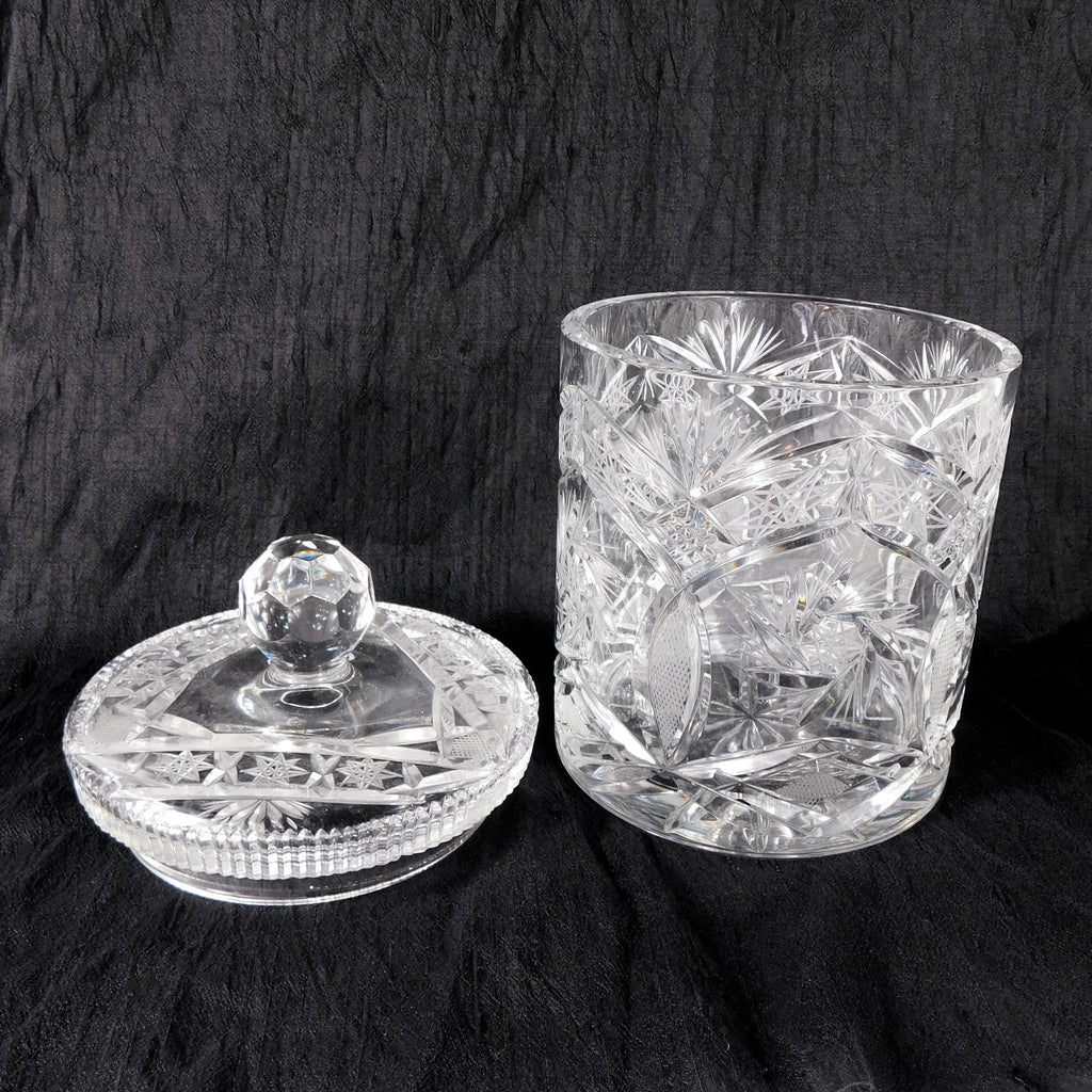 Large Cut Crystal Biscuit Barrel with Matching Lid # 27407