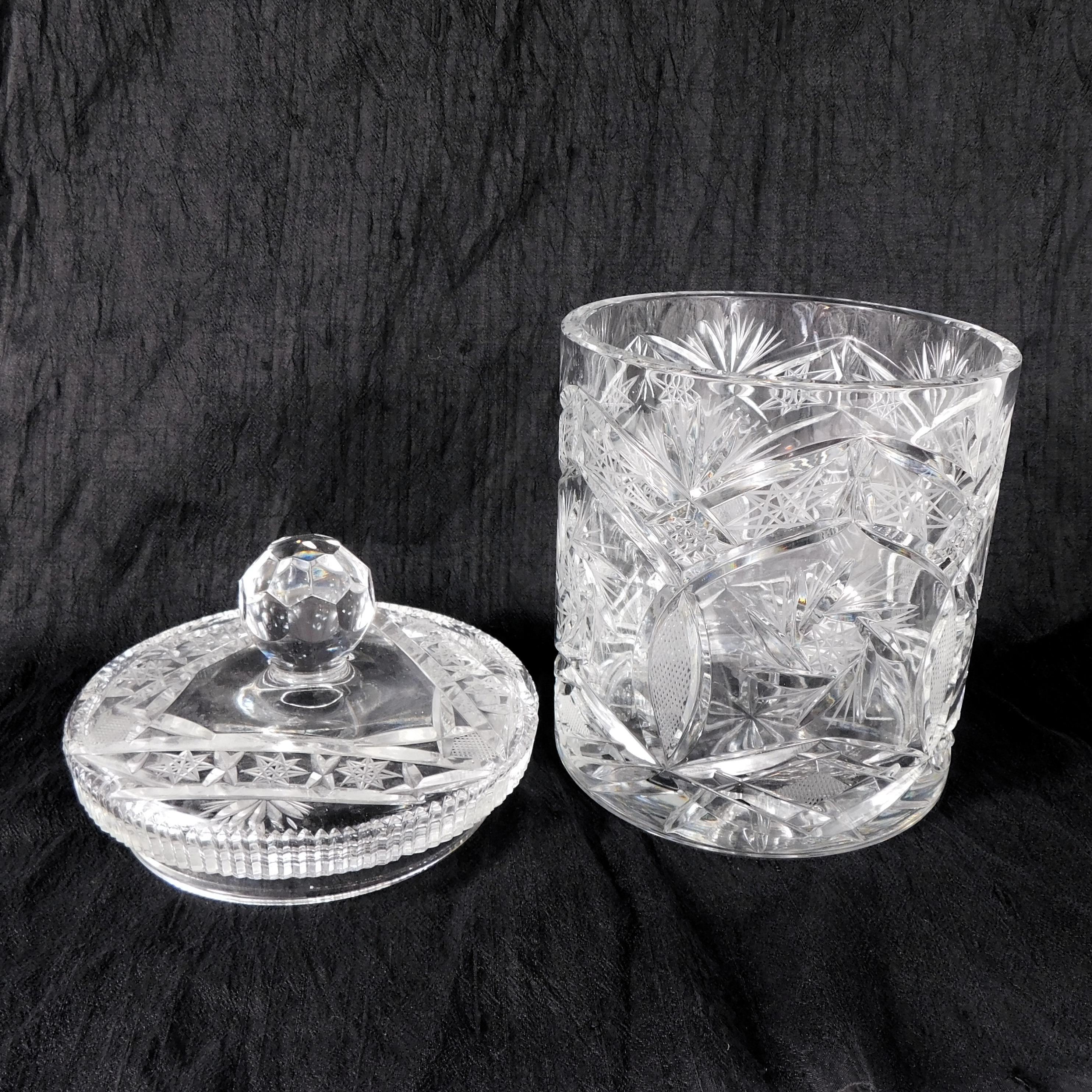 Large Cut Crystal Biscuit Barrel with Matching Lid # 27407