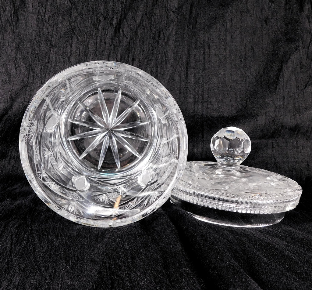 Large Cut Crystal Biscuit Barrel with Matching Lid # 27407