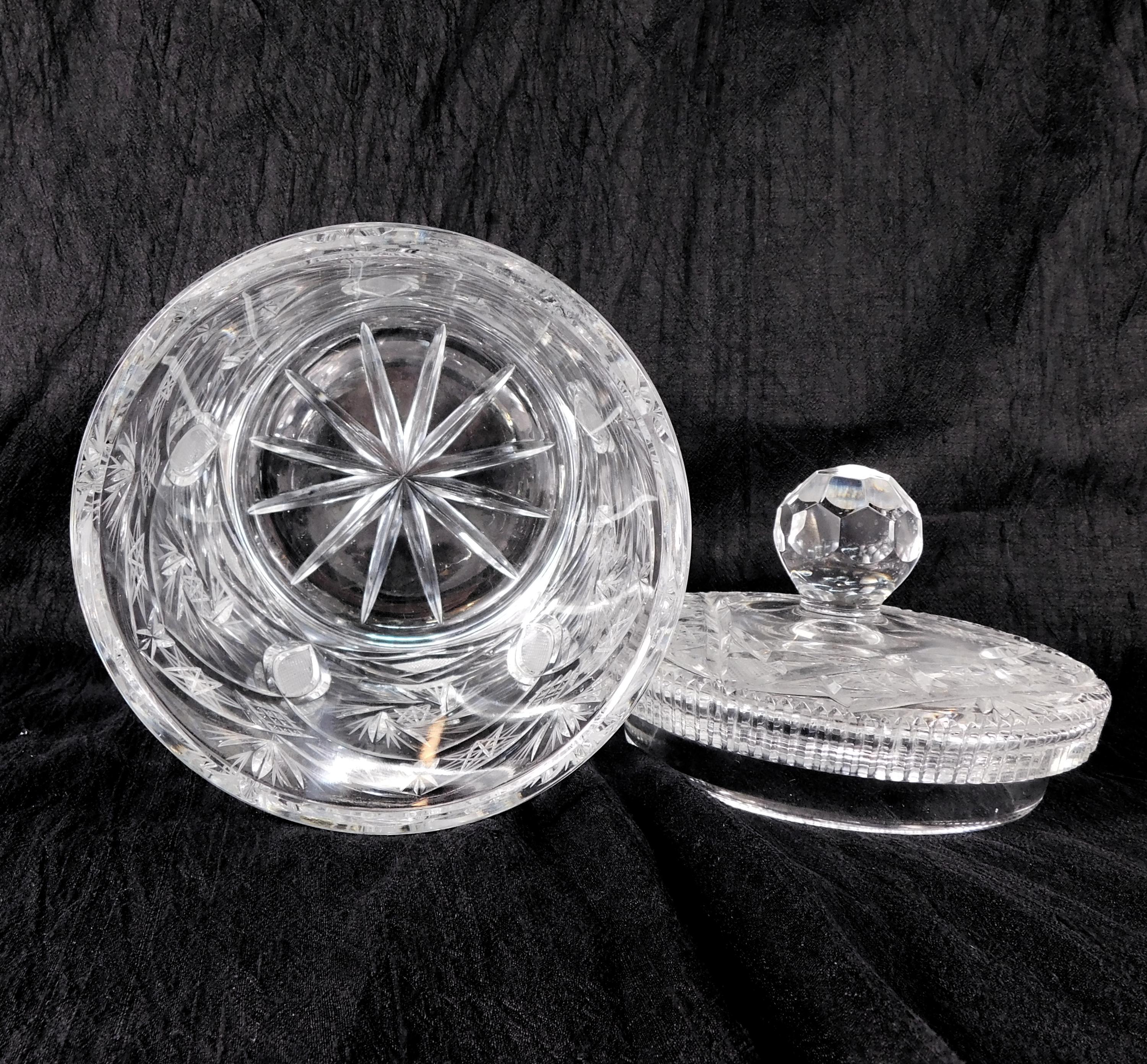 Large Cut Crystal Biscuit Barrel with Matching Lid # 27407