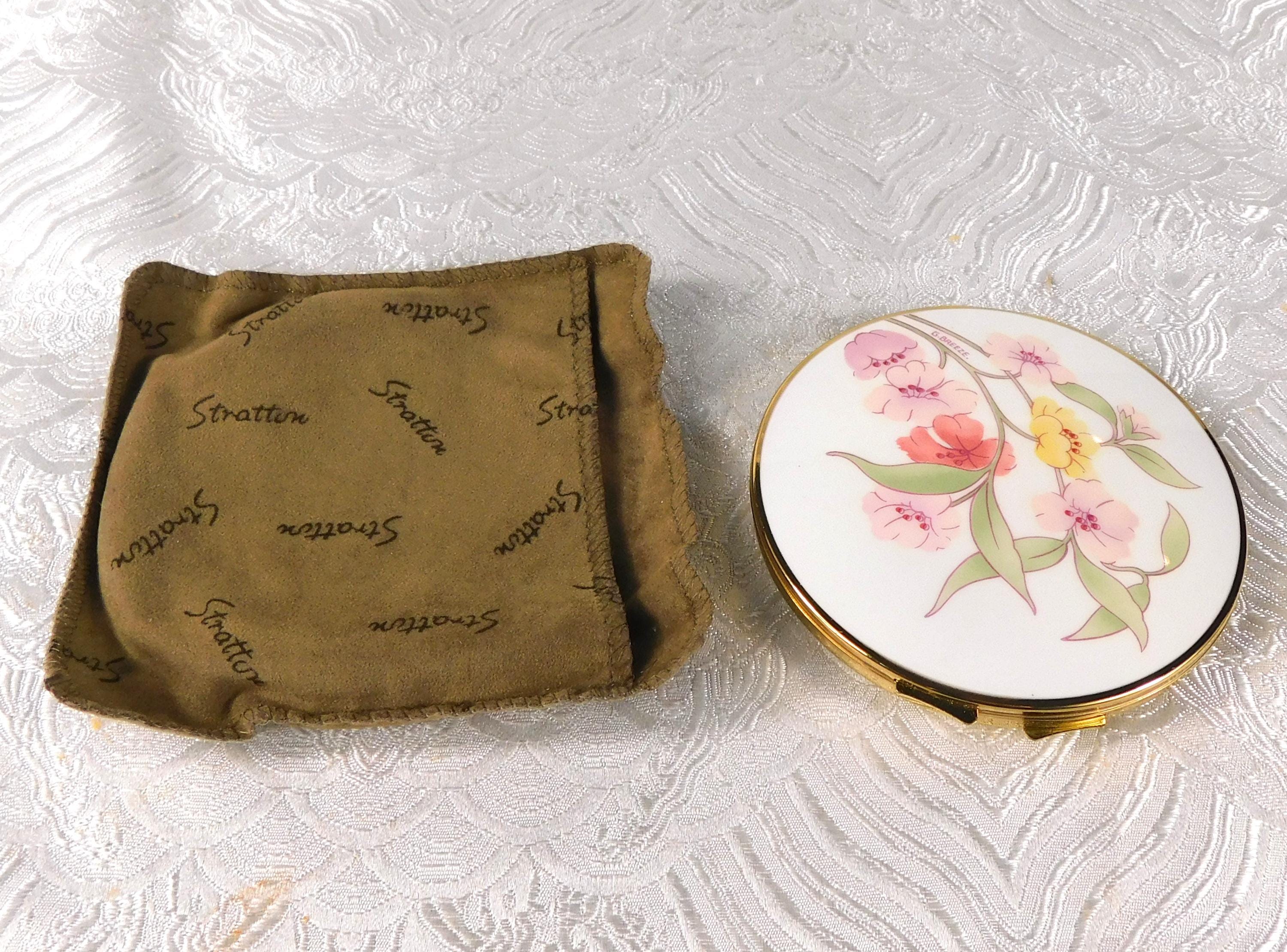 White Stratton Floral Double Mirror Compact # 27434