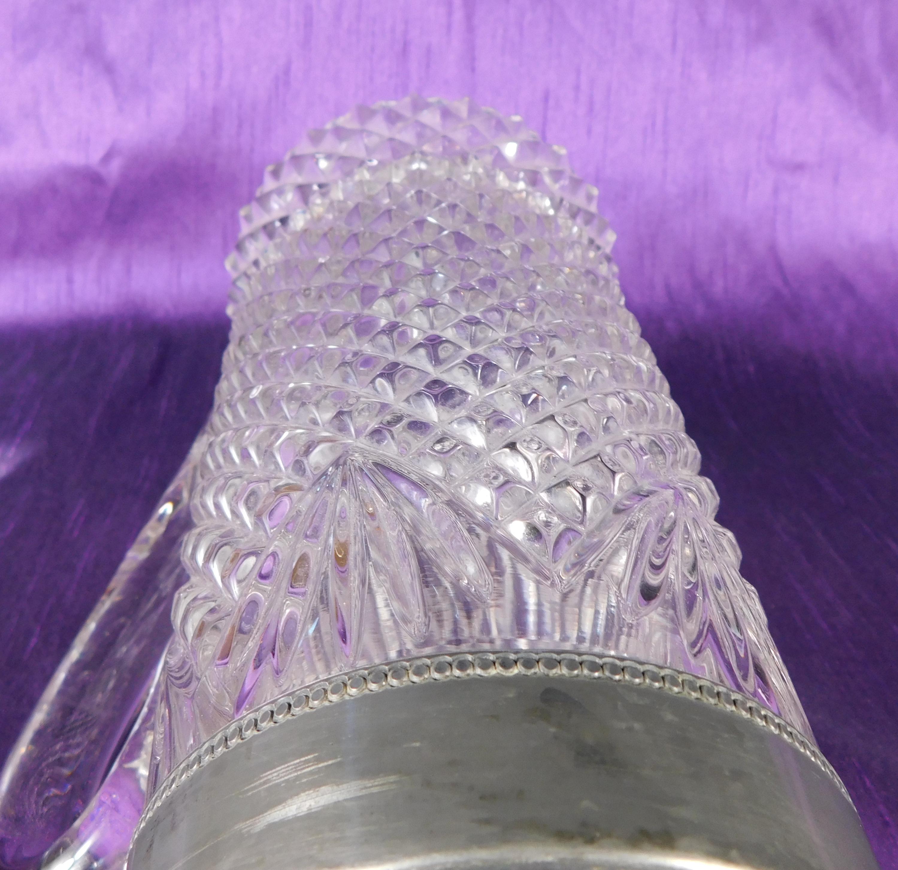 Large Glass Pitcher with Metal Top # 27496