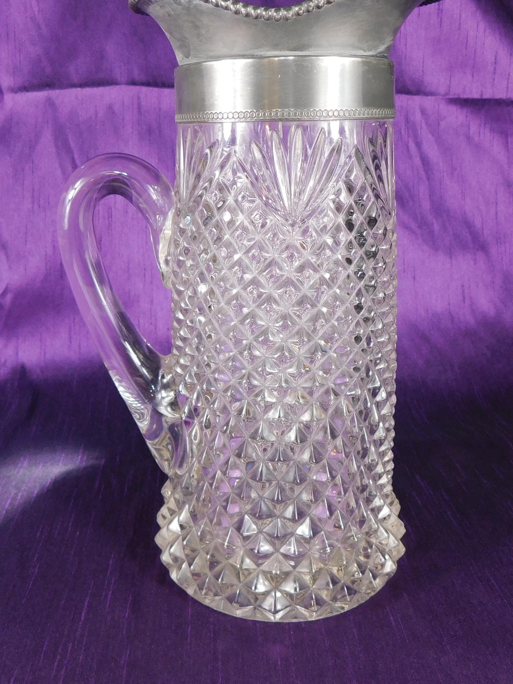 Large Glass Pitcher with Metal Top # 27496