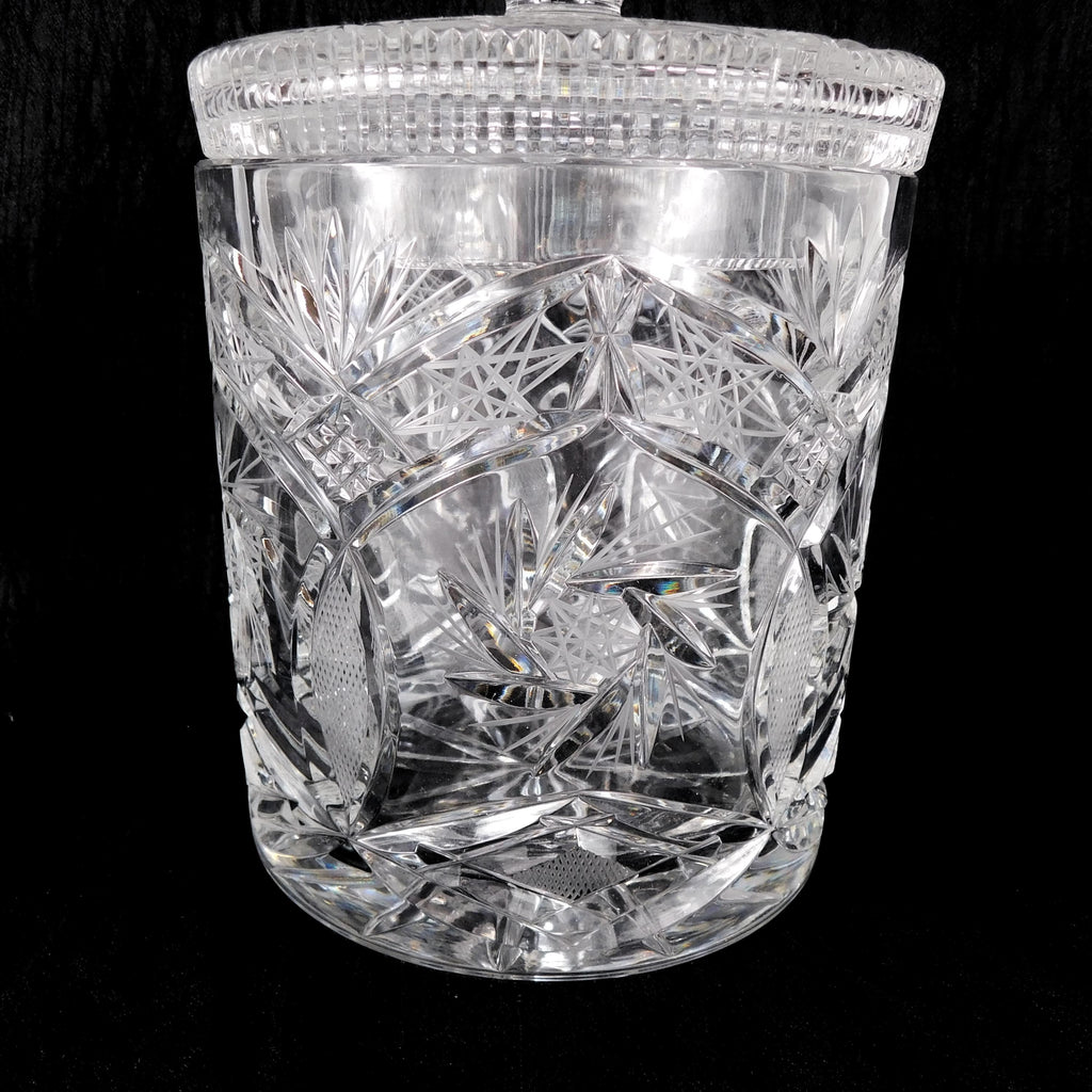 Large Cut Crystal Biscuit Barrel with Matching Lid # 27407