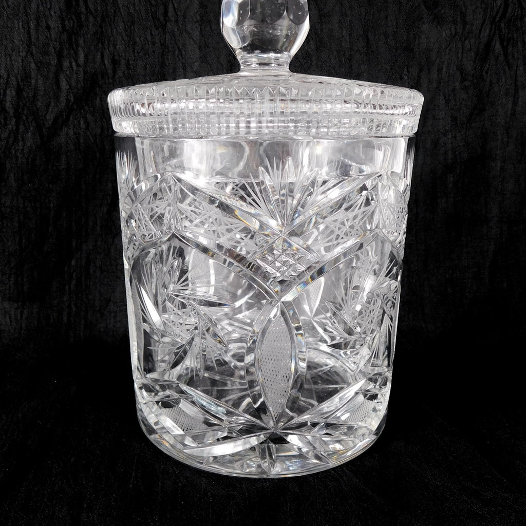 Large Cut Crystal Biscuit Barrel with Matching Lid # 27407