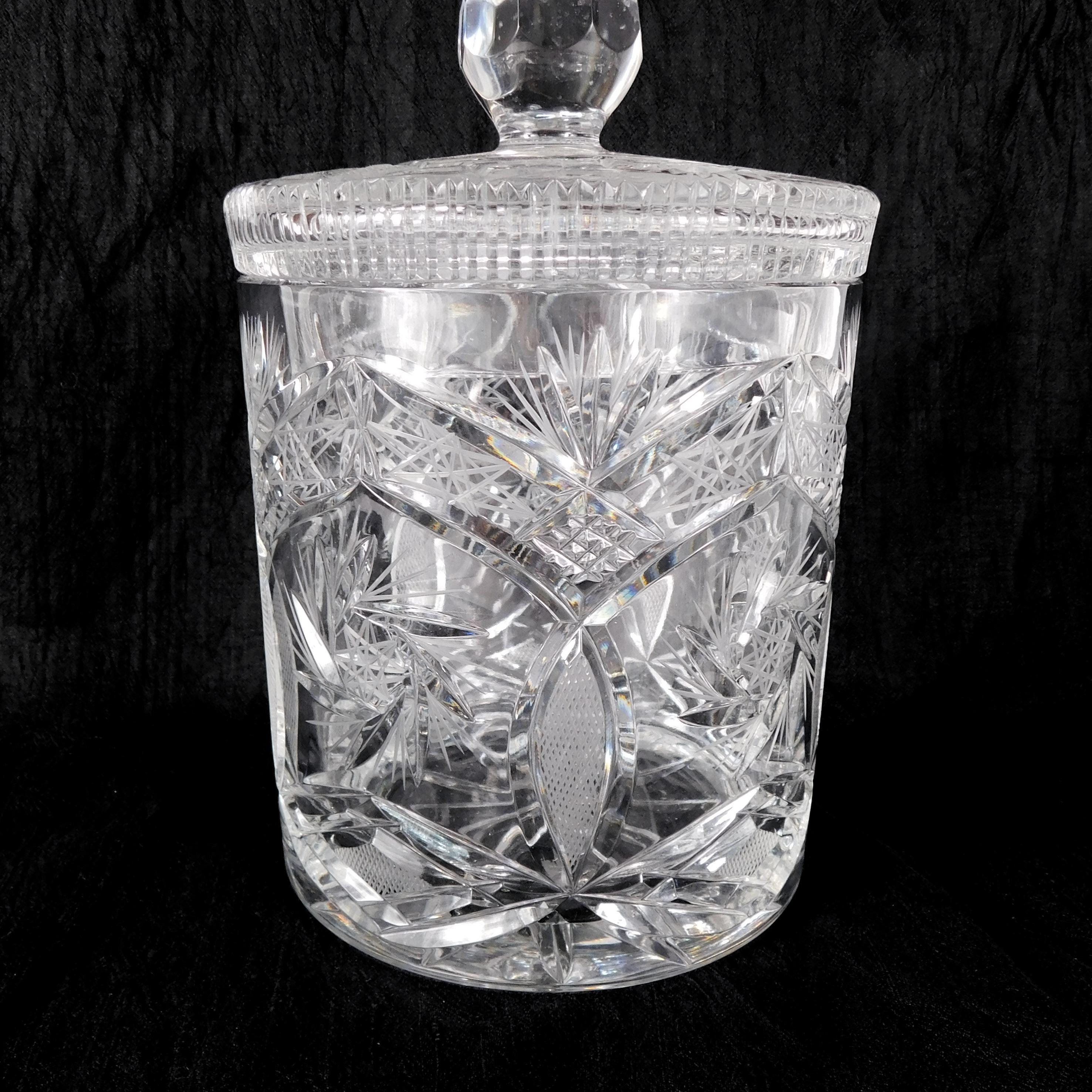 Large Cut Crystal Biscuit Barrel with Matching Lid # 27407