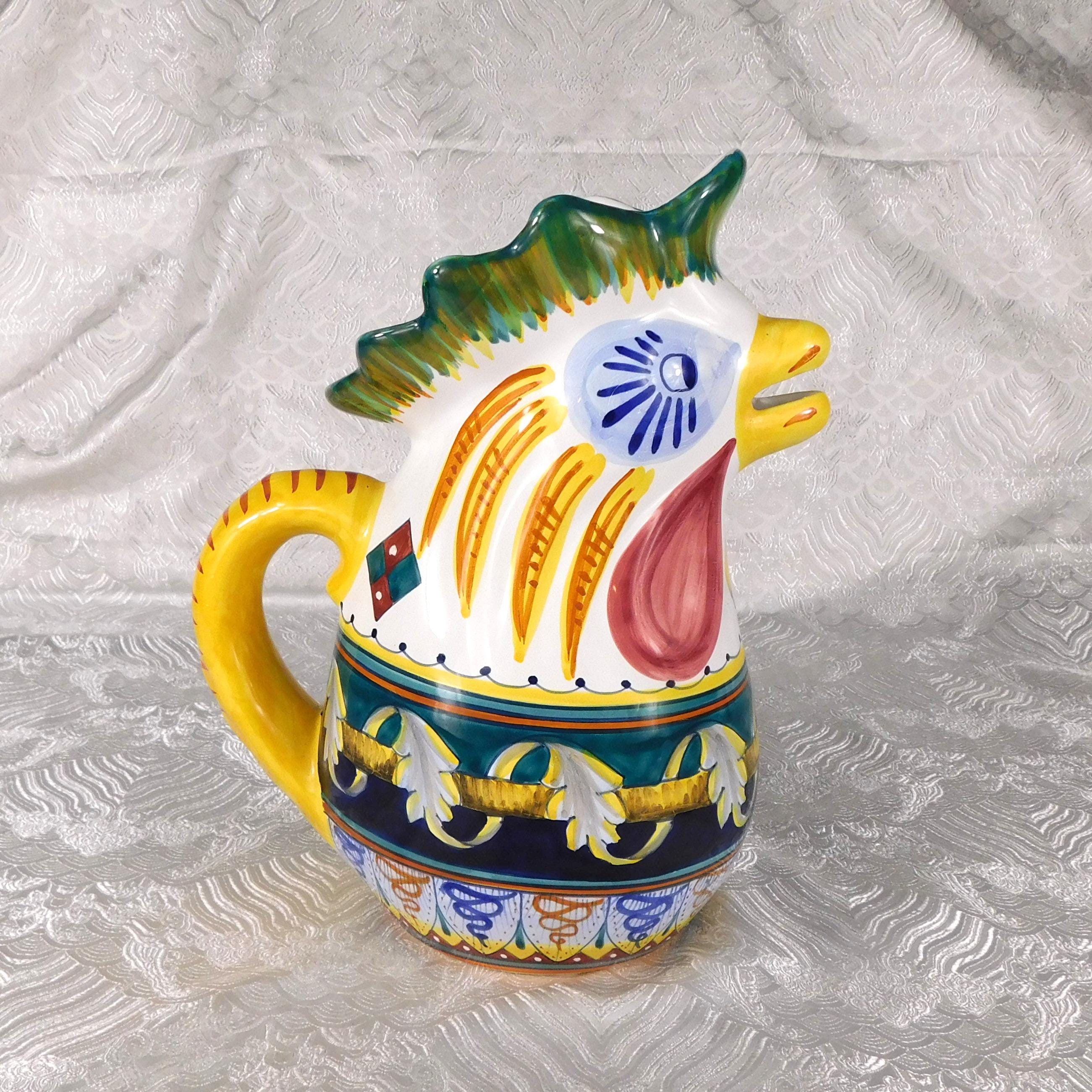 Green and Yellow Rooster Pitcher # 27476