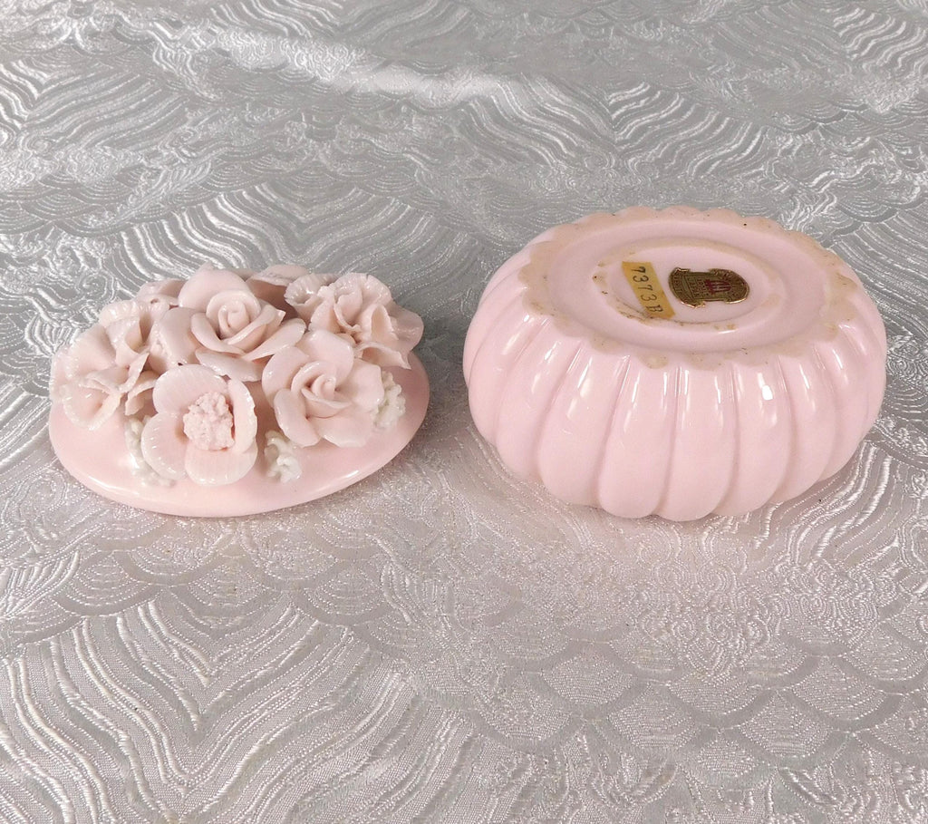 Ardalt Pale Pink Trinket or Ring Dish with Flower Top # 27577