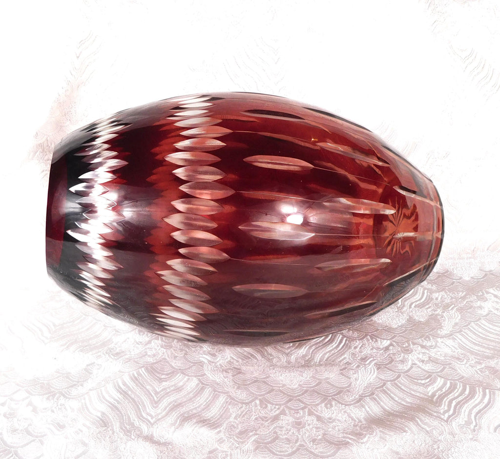Large Red Cut to Clear Vase # 27656