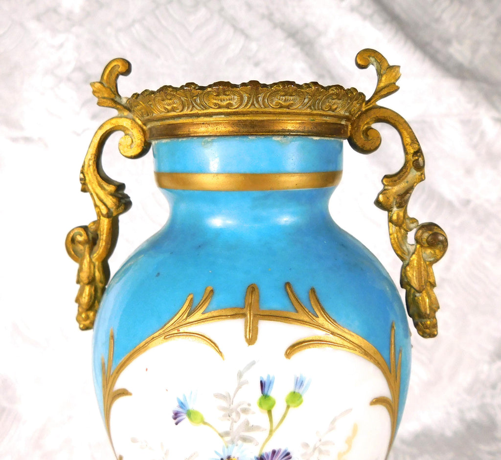 Hand Painted Porcelain and Metal Vase marked L Henry # 27651