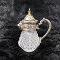 Crystal Syrup Pitcher, Milk Jug, Creamer with Metal Lid with Lions Head Spout # 27655