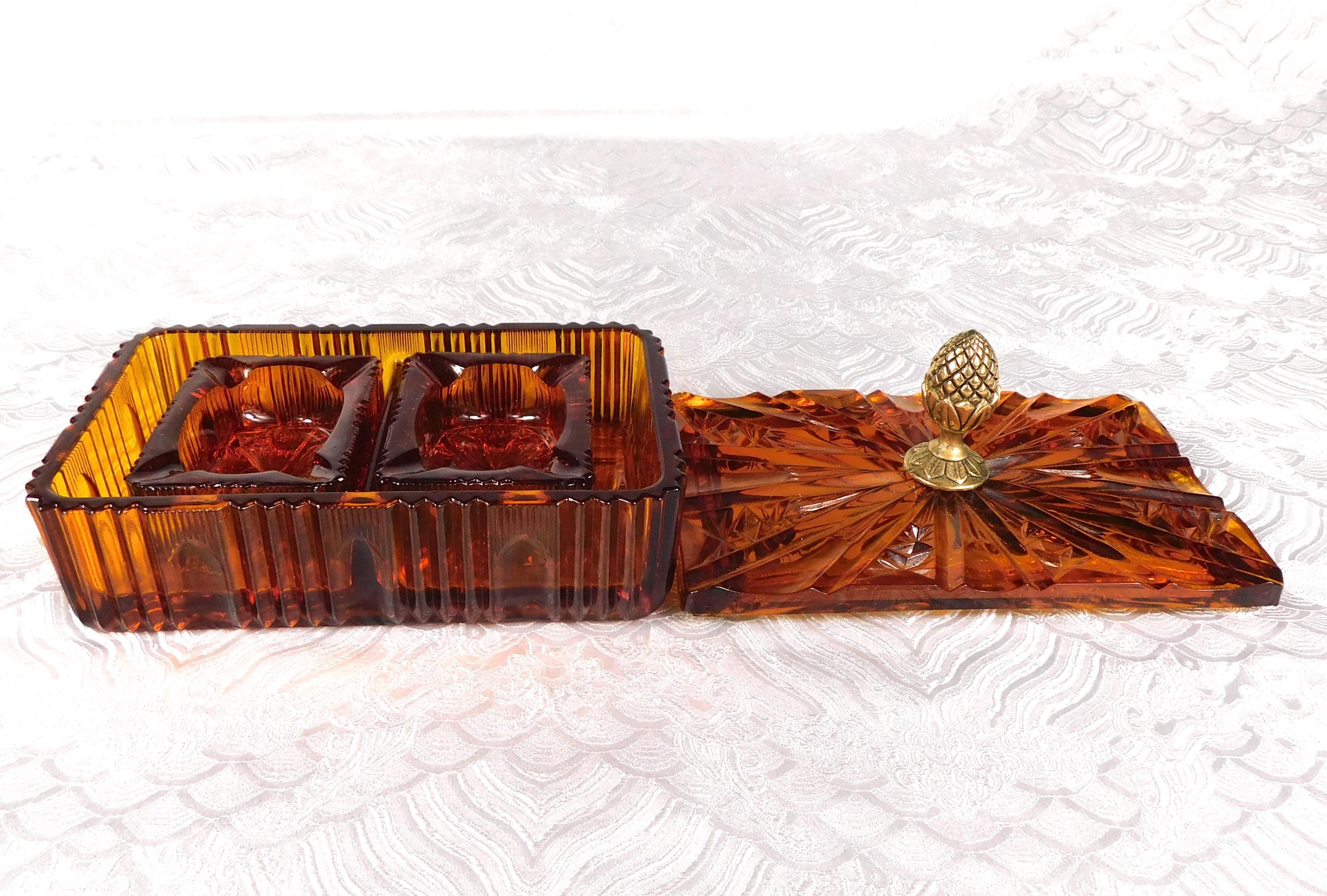 Amber Glass Vanity or Jewelry Box   # 27555