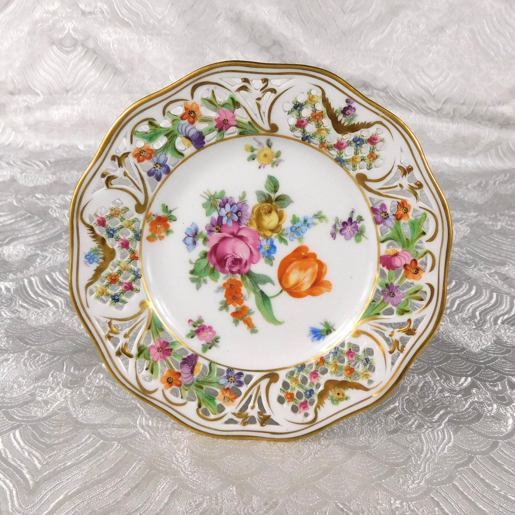 Schumann Small Footed Plate or Compote in Empress Dresden Flowers # 27605