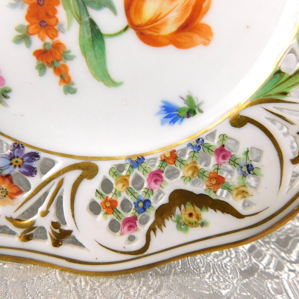 Schumann Small Footed Plate or Compote in Empress Dresden Flowers # 27605