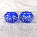 Pair of Two Blue Godinger Crystal Legends Cut to Clear Bowls # 27627