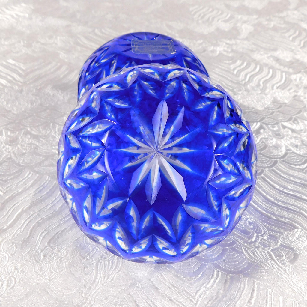 Pair of Two Blue Godinger Crystal Legends Cut to Clear Bowls # 27627