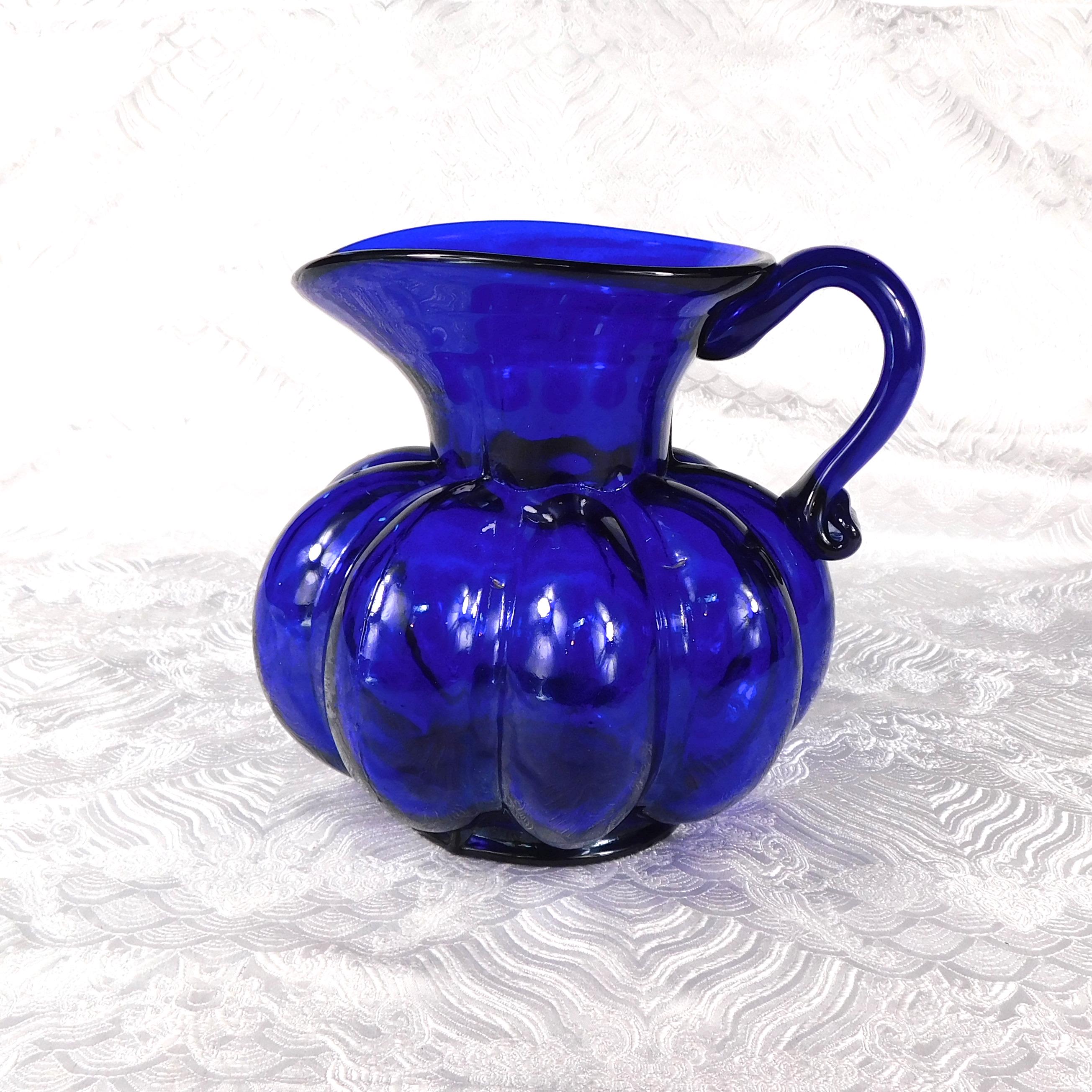 Dark Blue Glass Shaped Pitcher # 27622