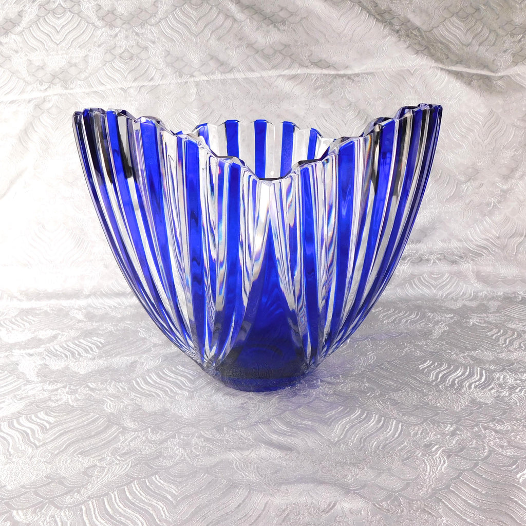Large Blue and Clear Art Glass Bowl # 27665