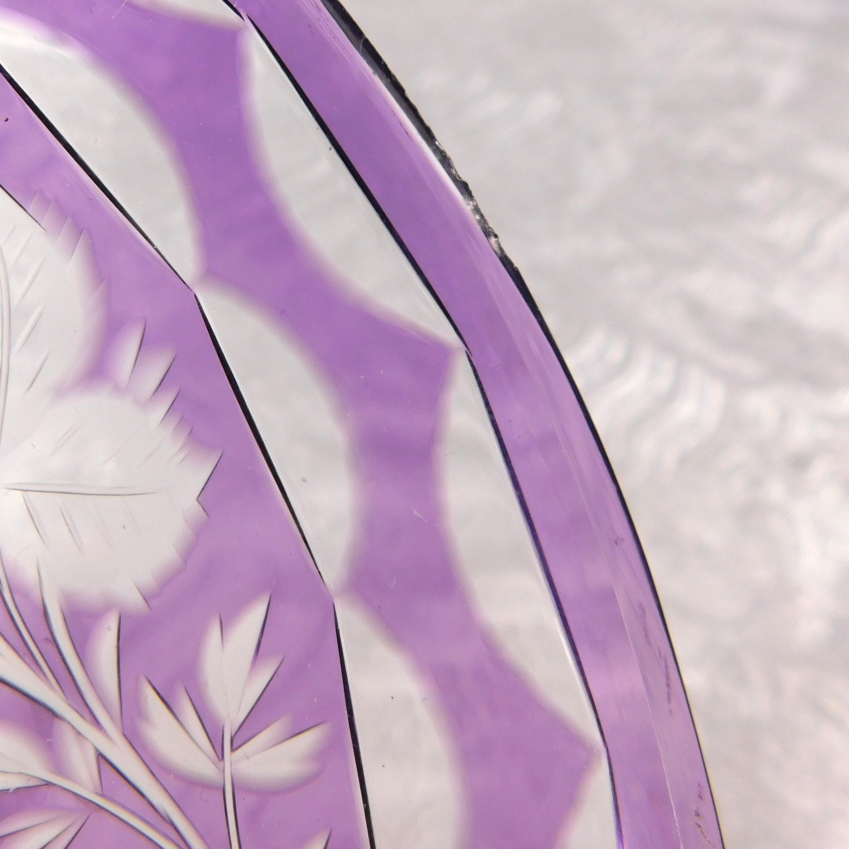 Purple Cut to Clear Footed Plate, Bowl or Bar Glass # 27652