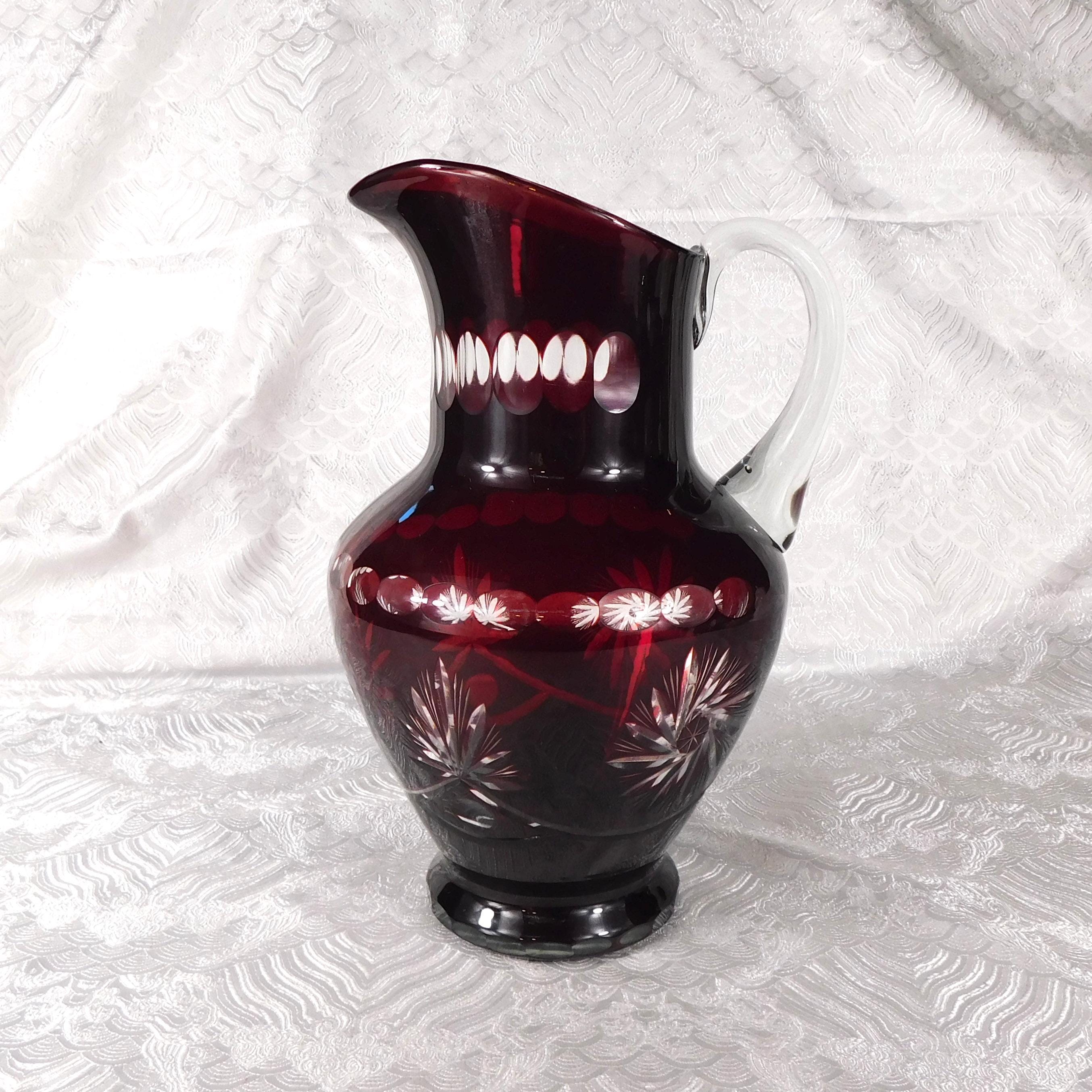 Large Red Cut to Clear Pitcher # 27636