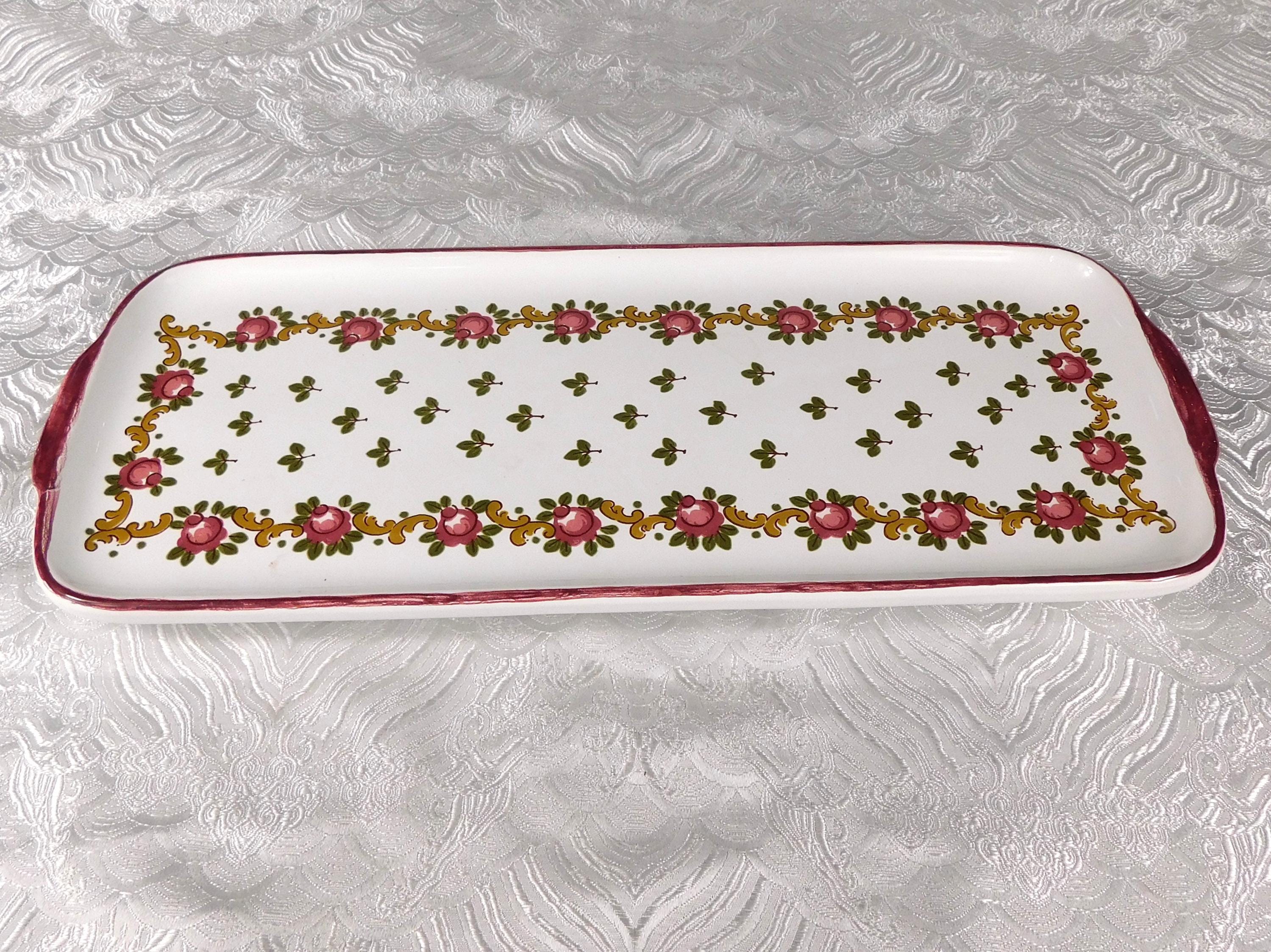 Pink Floral Ceramic Sandwich Tray # 27633