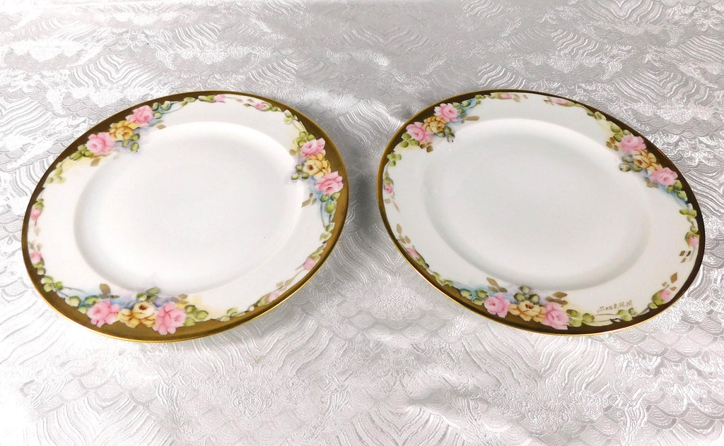 Hutschenreuther Signed and Hand Painted Set of Two Dinner Plates # 27608