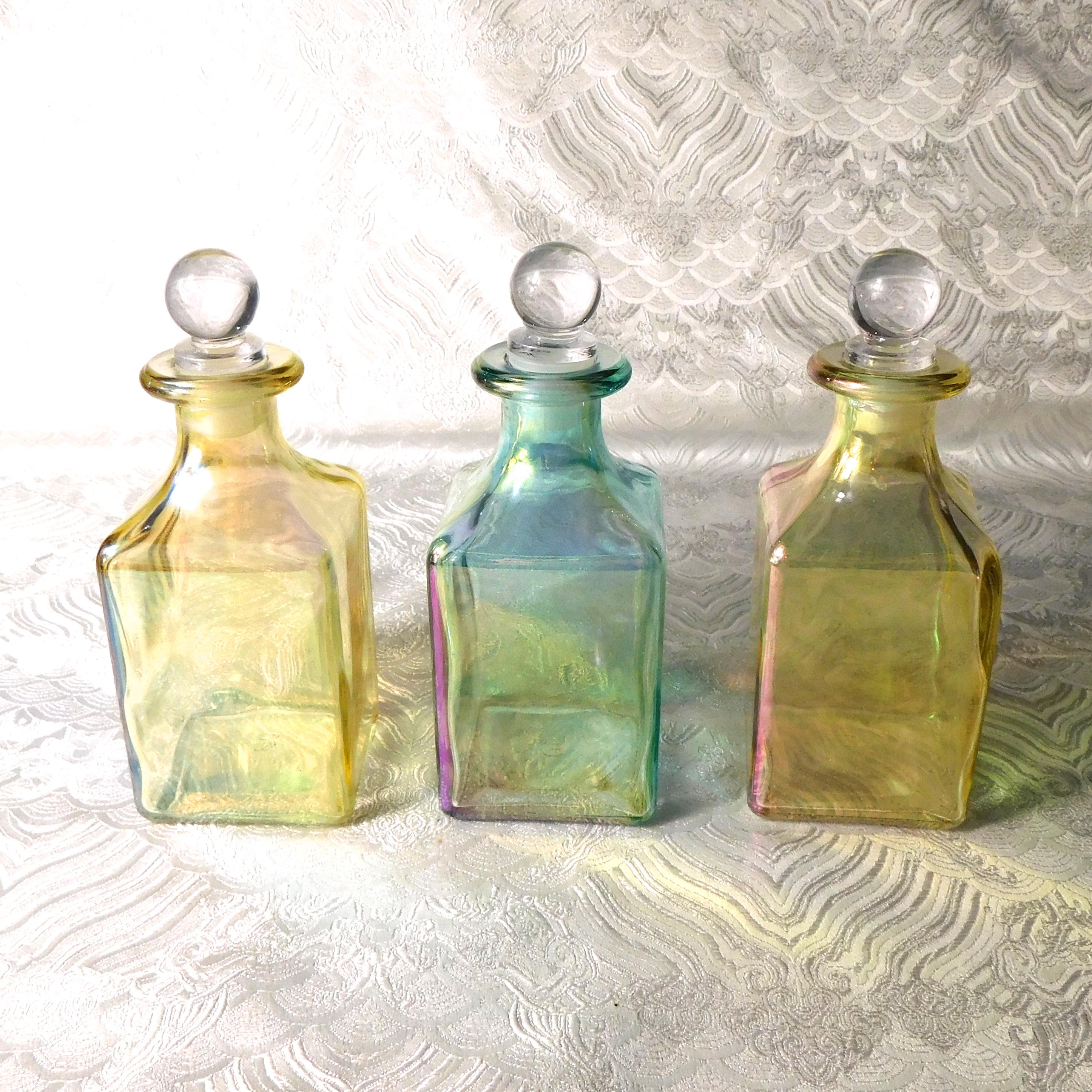 Lot of Three Glass Bottles with Stoppers # 25864