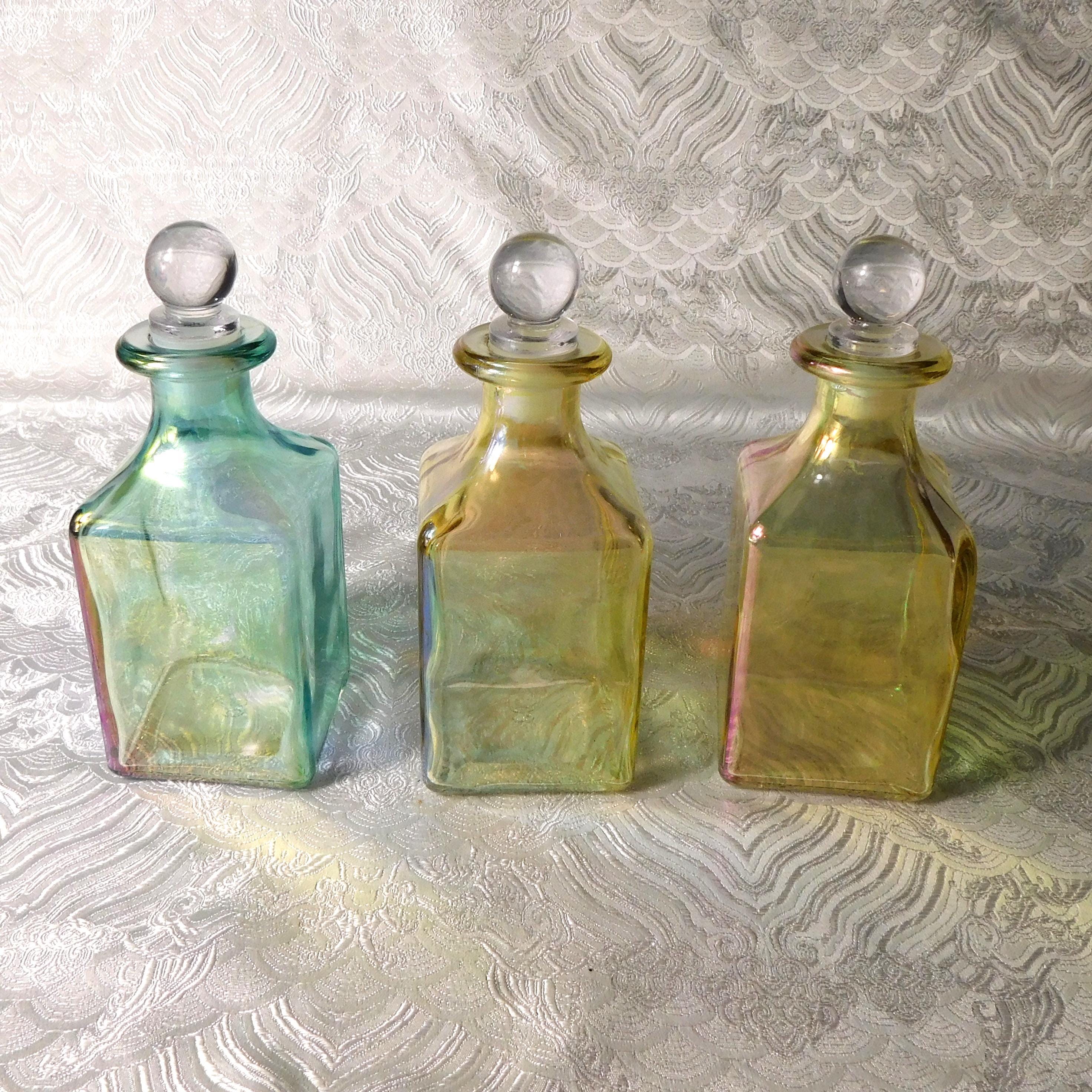 Lot of Three Glass Bottles with Stoppers # 25864